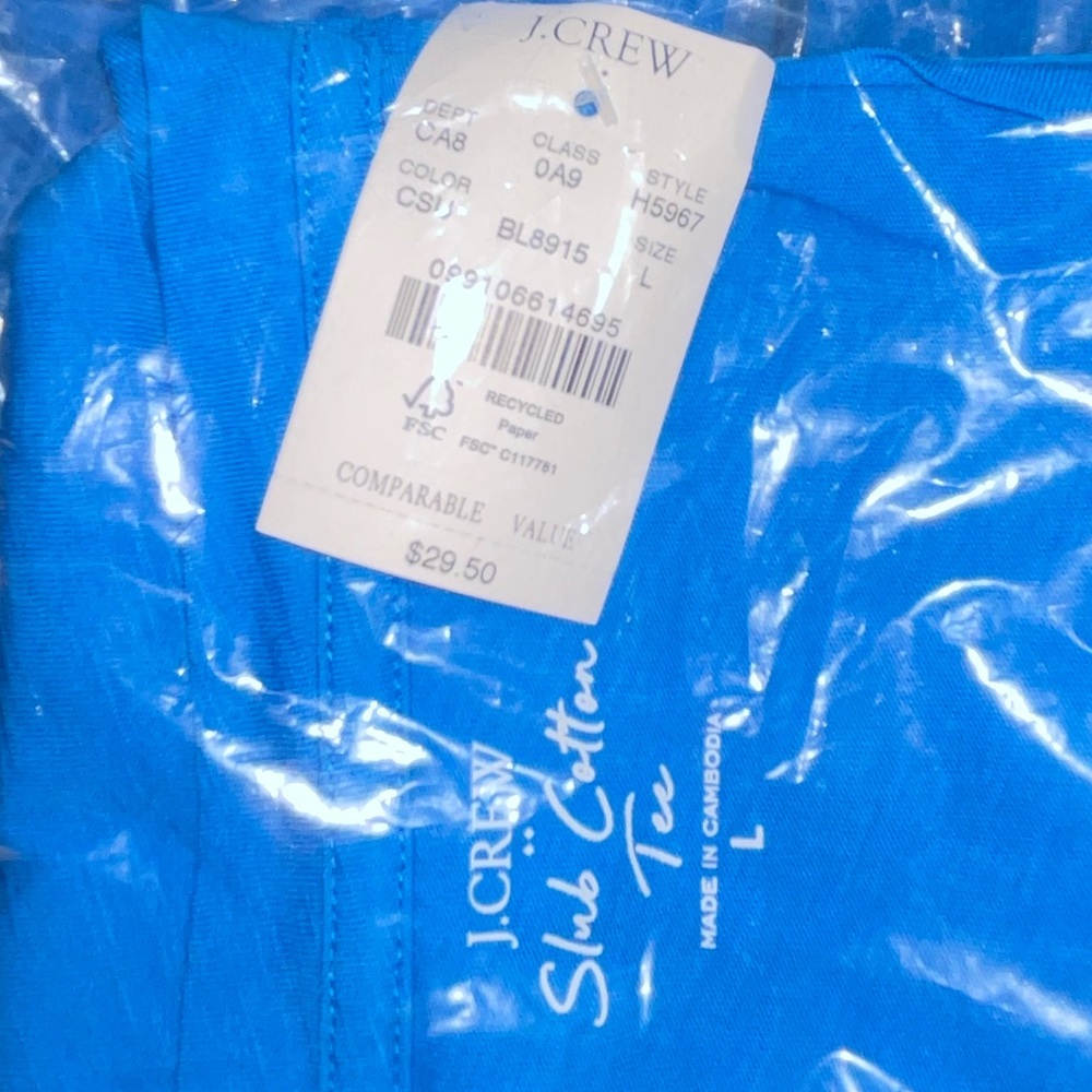 J. CREW Vintage Cotton Tee V-Neck Short Sleeve  Calm Surf T-Shirt NWT - Picture 8 of 12